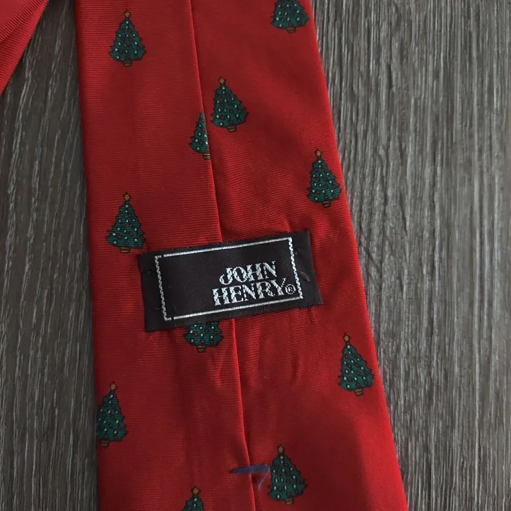Men’s John Henry Silk Tie, Christmas Tree - Red
